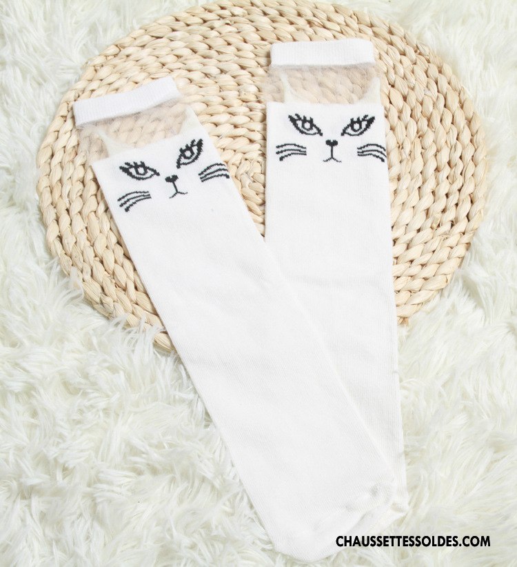 Chaussettes Longues Fille L'automne Printemps Coton Bio Bébé Enfant Long Stock Blanc