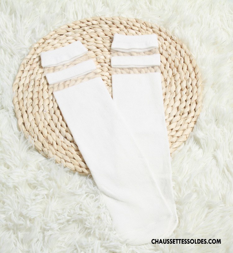 Chaussettes Longues Fille L'automne Printemps Coton Bio Bébé Enfant Long Stock Blanc