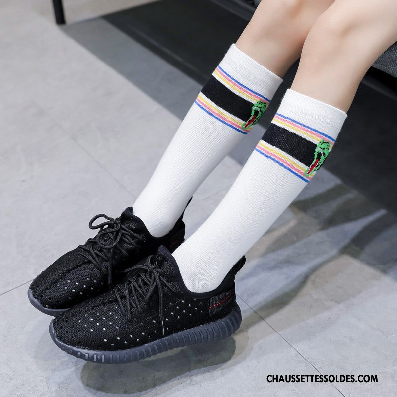 Chaussettes Longues Fille Le Nouveau 100% Coton Femme Enfant Printemps Long Stock Noir