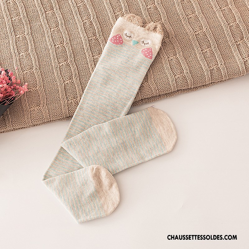 Chaussettes Longues Fille Le Nouveau Femme Matelassé Dessin Animé Bébé Milieu Gris Clair