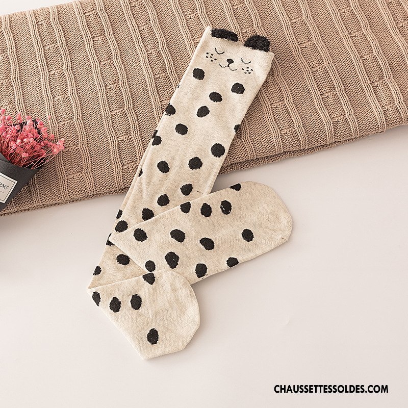Chaussettes Longues Fille Le Nouveau Femme Matelassé Dessin Animé Bébé Milieu Gris Clair