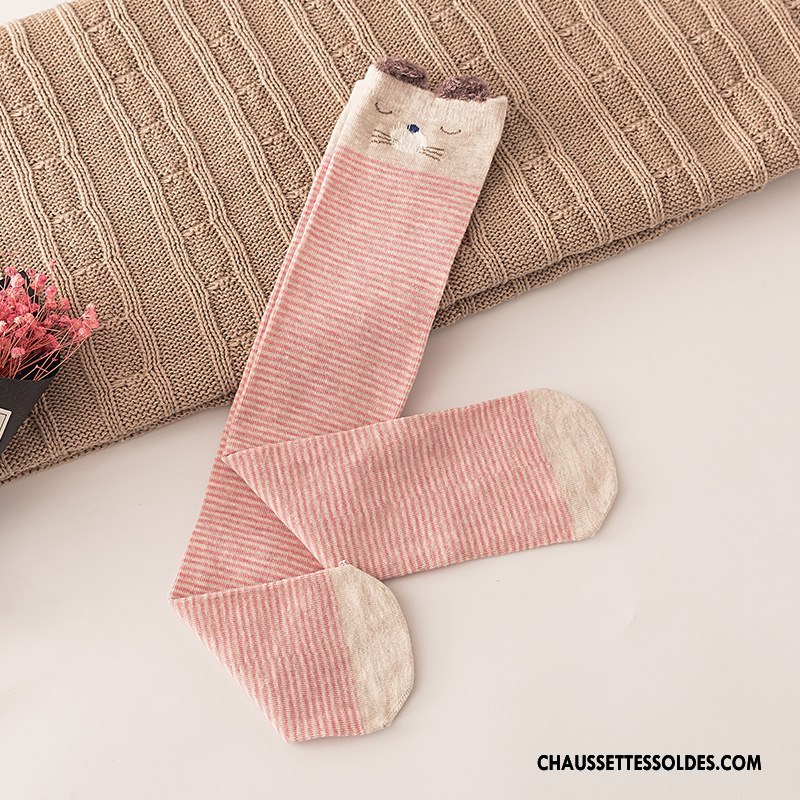 Chaussettes Longues Fille Le Nouveau Femme Matelassé Dessin Animé Bébé Milieu Gris Clair