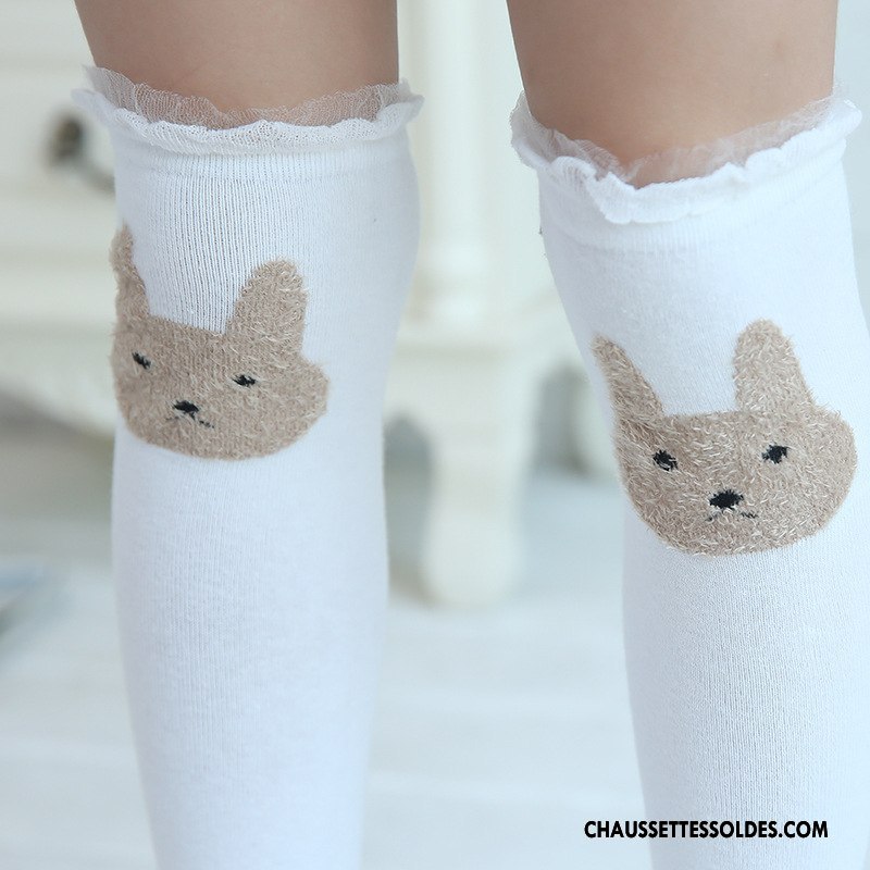 Chaussettes Longues Fille Le Nouveau Femme Matelassé Dessin Animé Bébé Milieu Gris Clair