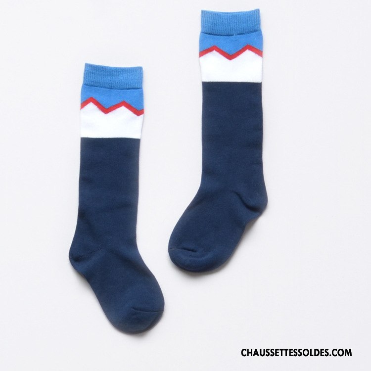 Chaussettes Longues Fille Le Nouveau L'automne Hiver Enfant Milieu Femme Couleurs Mixtes Bleu