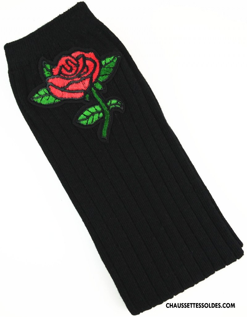 Chaussettes Longues Fille Le Nouveau Long Stock Brodé Enfant Matelassé Haute Rose Bordeaux