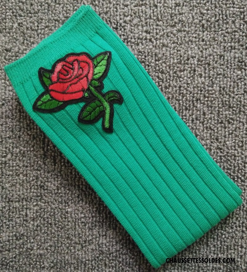 Chaussettes Longues Fille Le Nouveau Long Stock Brodé Enfant Matelassé Haute Rose Bordeaux