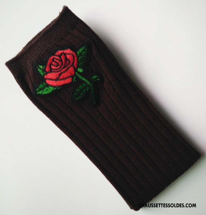 Chaussettes Longues Fille Le Nouveau Long Stock Brodé Enfant Matelassé Haute Rose Bordeaux