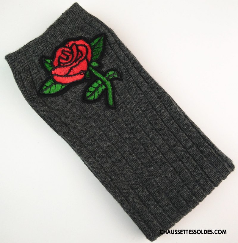 Chaussettes Longues Fille Le Nouveau Long Stock Brodé Enfant Matelassé Haute Rose Bordeaux