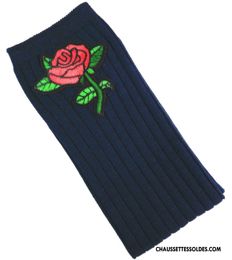 Chaussettes Longues Fille Le Nouveau Long Stock Brodé Enfant Matelassé Haute Rose Bordeaux