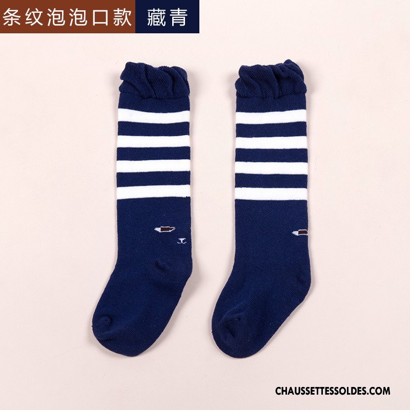 Chaussettes Longues Fille Le Nouveau Printemps Bébé Matelassé Haute Long Stock Bleu
