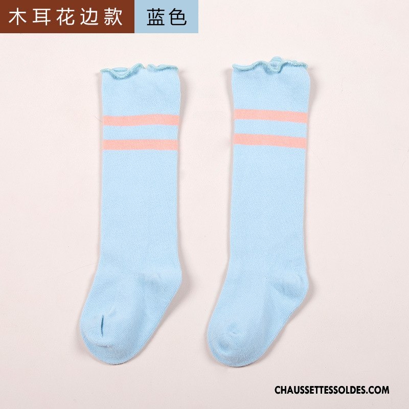 Chaussettes Longues Fille Le Nouveau Printemps Bébé Matelassé Haute Long Stock Bleu