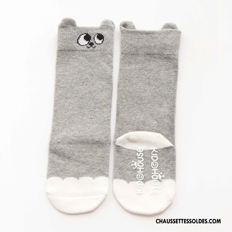 Chaussettes Longues Fille Long Stock Antidérapant Bébé L'automne 100% Coton Enfant Rose