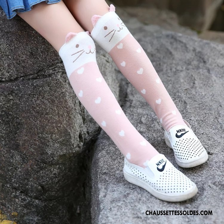 Chaussettes Longues Fille Matelassé Printemps Bébé L'automne Enfant Dimensionnel Rose