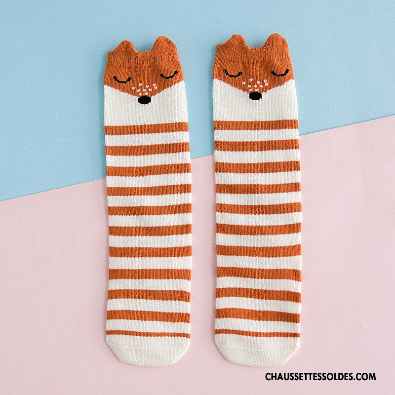 Chaussettes Longues Fille Milieu Bébé Enfant L'automne Chaussettes En Coton Hiver Orange