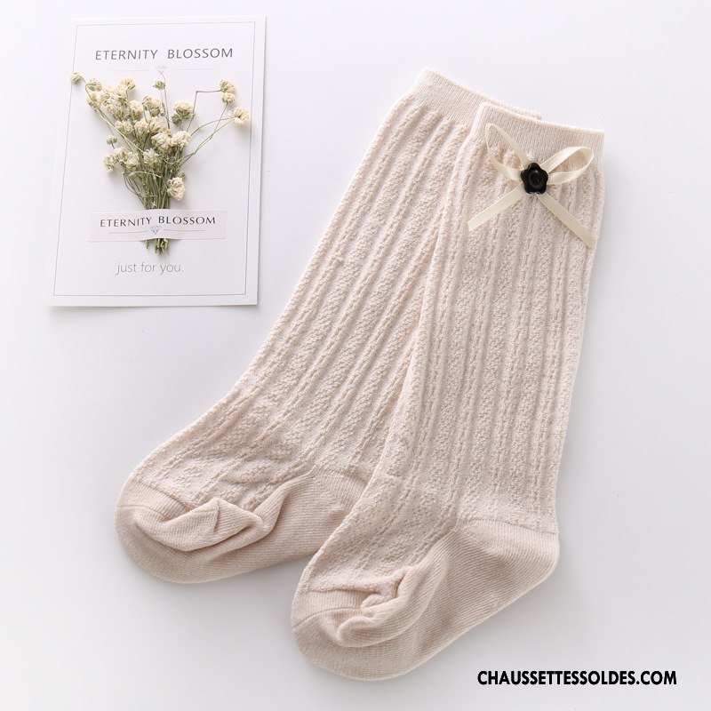 Chaussettes Longues Fille Milieu Enfant Papillon Printemps Petit Matelassé Blanc