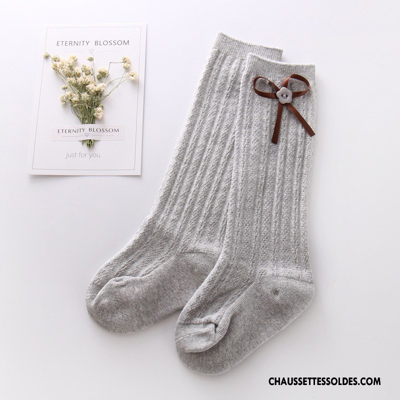Chaussettes Longues Fille Milieu Enfant Papillon Printemps Petit Matelassé Blanc
