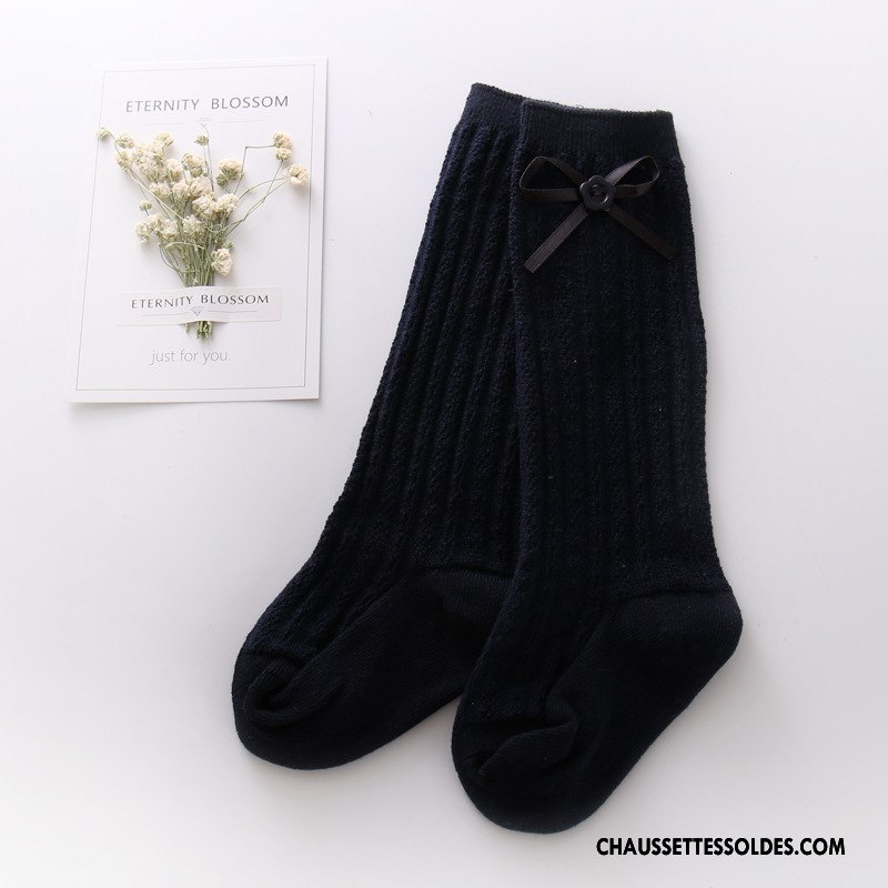 Chaussettes Longues Fille Milieu Enfant Papillon Printemps Petit Matelassé Blanc