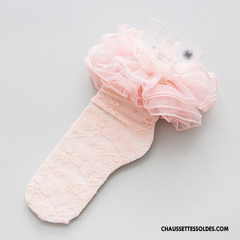 Chaussettes Longues Fille Milieu Gros Femme Printemps Dentelle Été Blanc