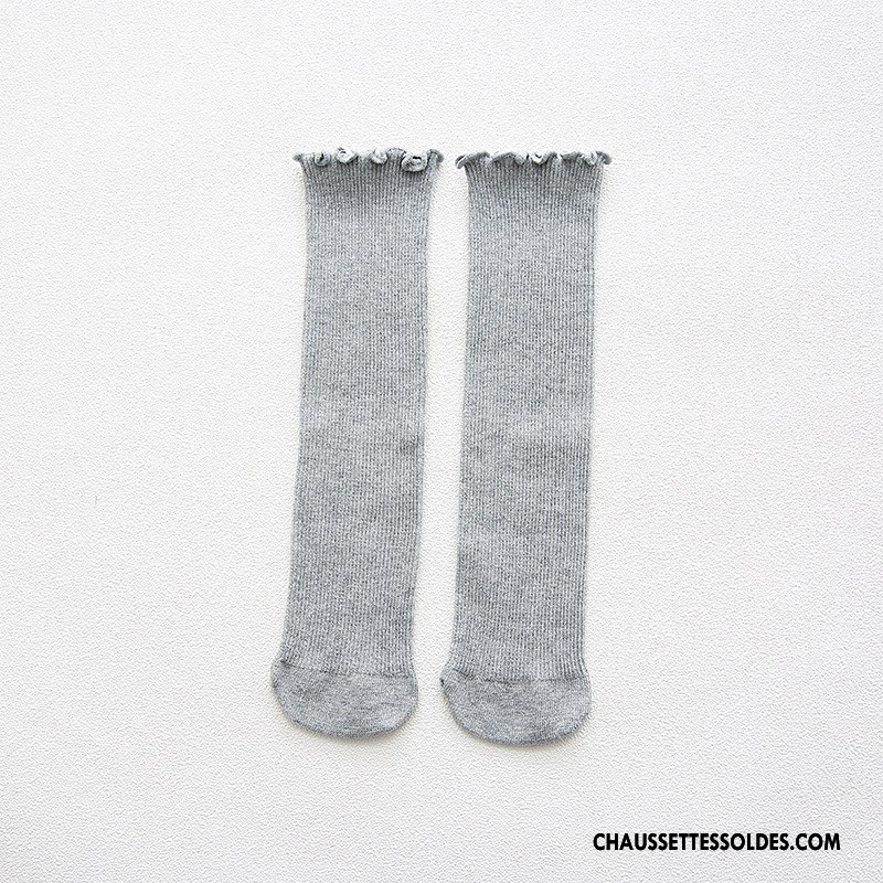 Chaussettes Longues Fille Milieu Long Stock Enfant Le Nouveau Chaussettes En Coton Printemps Bordeaux