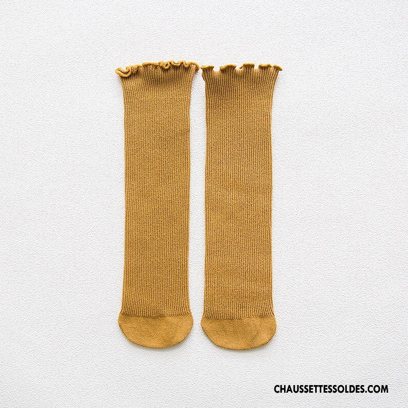 Chaussettes Longues Fille Milieu Long Stock Enfant Le Nouveau Chaussettes En Coton Printemps Bordeaux