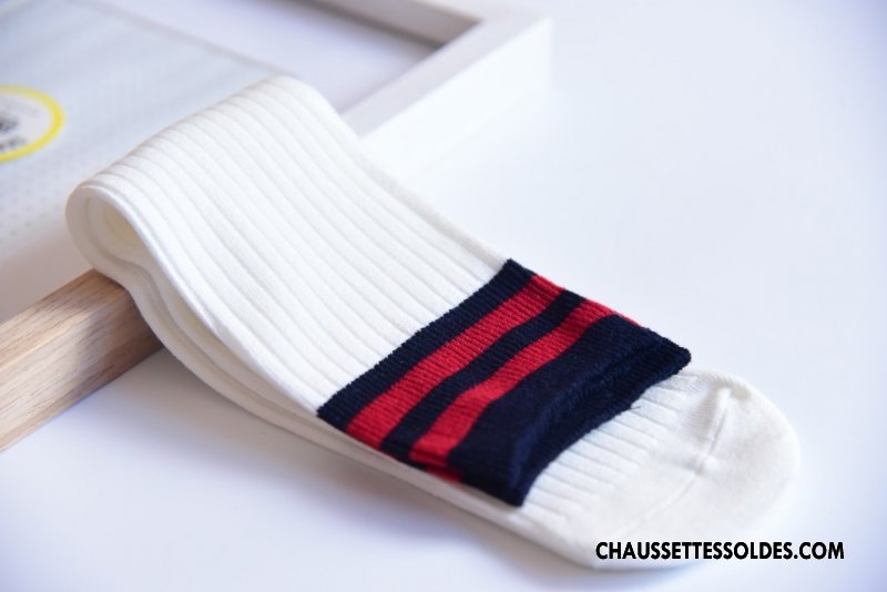 Chaussettes Longues Fille Milieu Nouveau Bébé Rayé Printemps Enfant Bordeaux