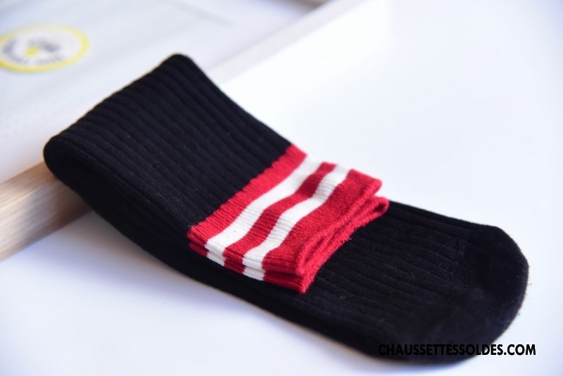 Chaussettes Longues Fille Milieu Nouveau Bébé Rayé Printemps Enfant Bordeaux