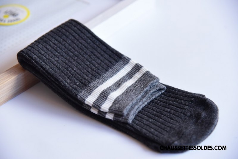 Chaussettes Longues Fille Milieu Nouveau Bébé Rayé Printemps Enfant Bordeaux