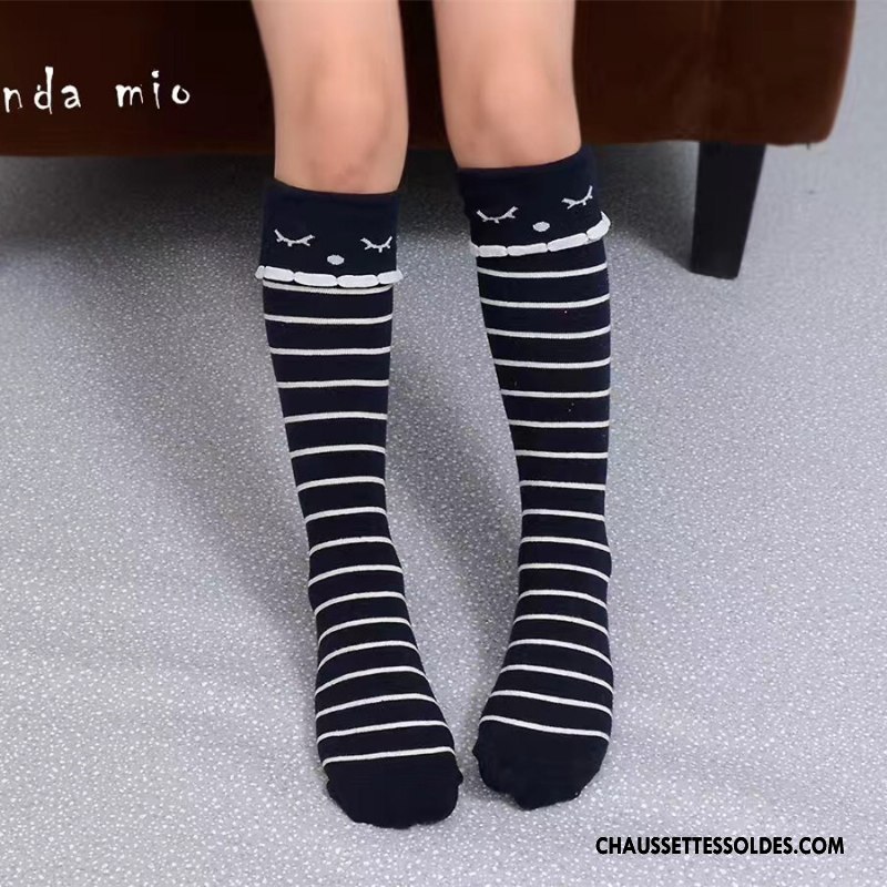 Chaussettes Longues Fille Mince Haute Femme Le Nouveau Bébé Enfant Noir