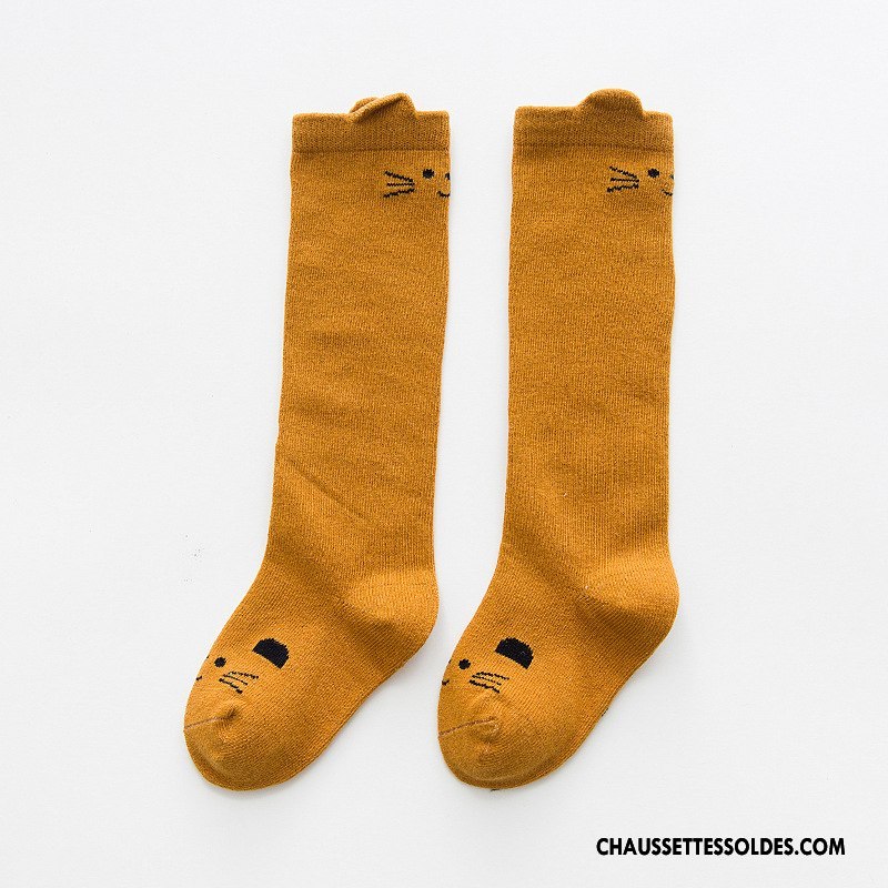 Chaussettes Longues Fille Nouveau Bébé Dessin Animé Chaussettes En Coton Printemps Dimensionnel Jaune