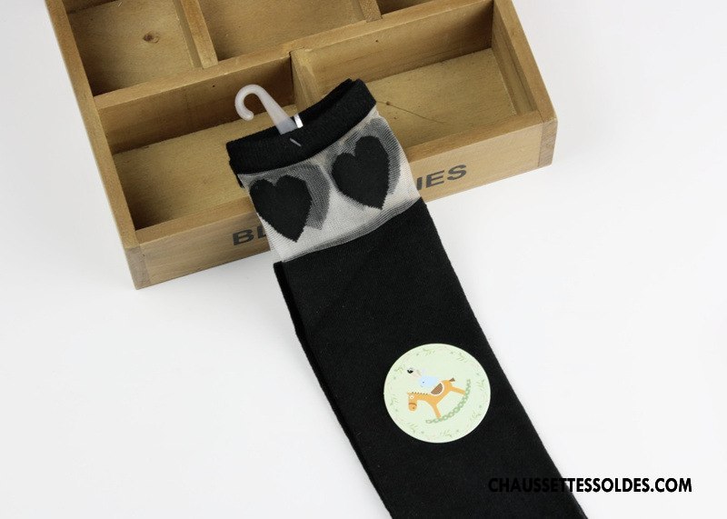 Chaussettes Longues Fille Nouveau Enfant Tendance Dentelle Milieu Épissure Noir