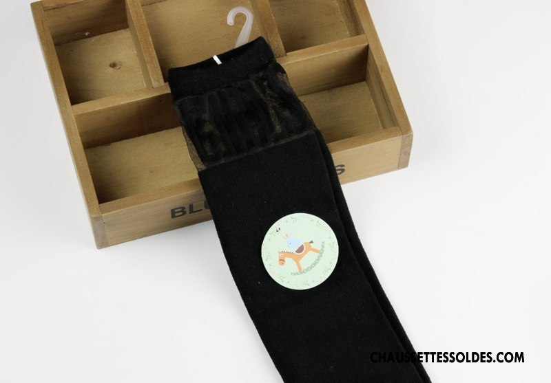 Chaussettes Longues Fille Nouveau Enfant Tendance Dentelle Milieu Épissure Noir