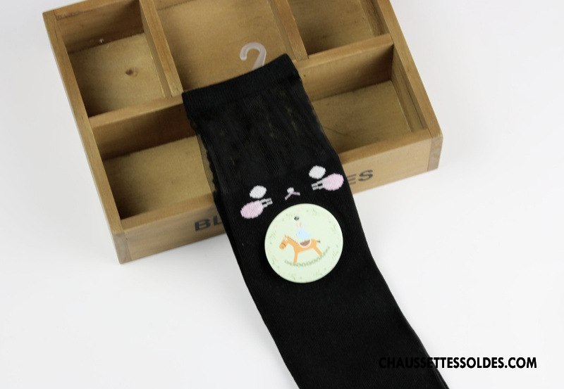 Chaussettes Longues Fille Nouveau Enfant Tendance Dentelle Milieu Épissure Noir
