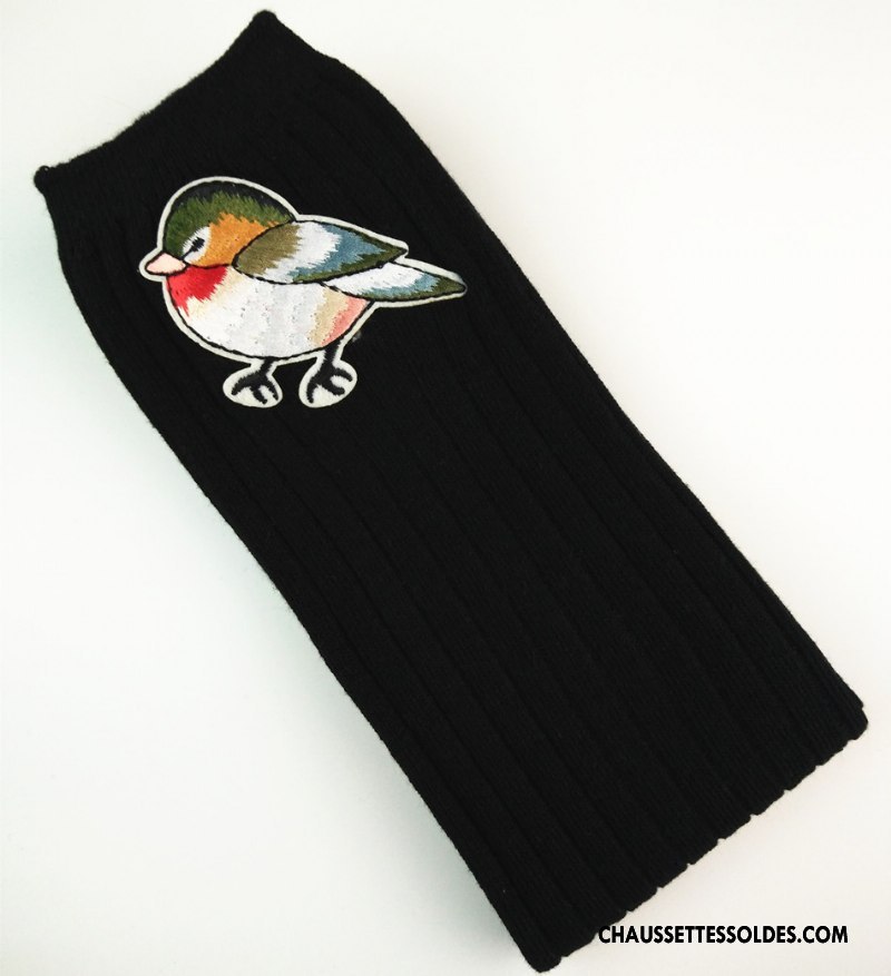 Chaussettes Longues Fille Oiseau Petit Matelassé Le Nouveau Brodé Rayé Or