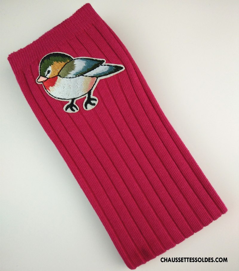 Chaussettes Longues Fille Oiseau Petit Matelassé Le Nouveau Brodé Rayé Or
