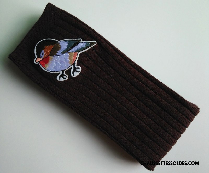 Chaussettes Longues Fille Oiseau Petit Matelassé Le Nouveau Brodé Rayé Or