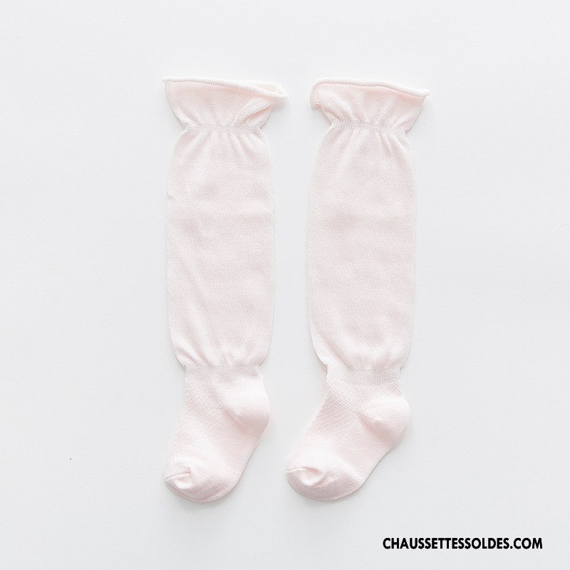 Chaussettes Longues Fille Printemps Enfant 100% Coton Très Mince Bébé Bouche Libre Bleu Clair