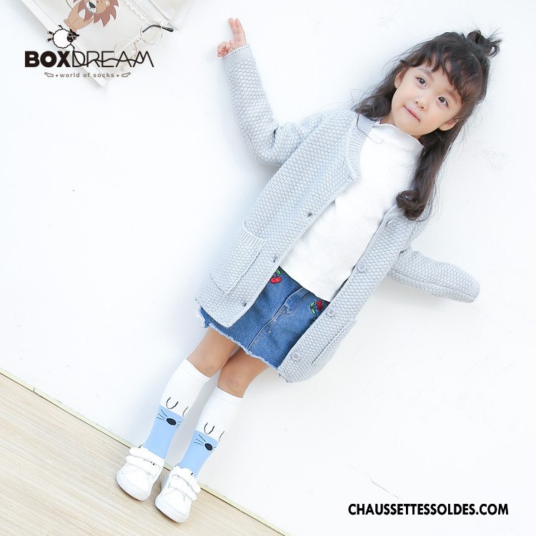 Chaussettes Longues Fille Printemps Enfant Femme Bébé Homme Fleurs Bleu
