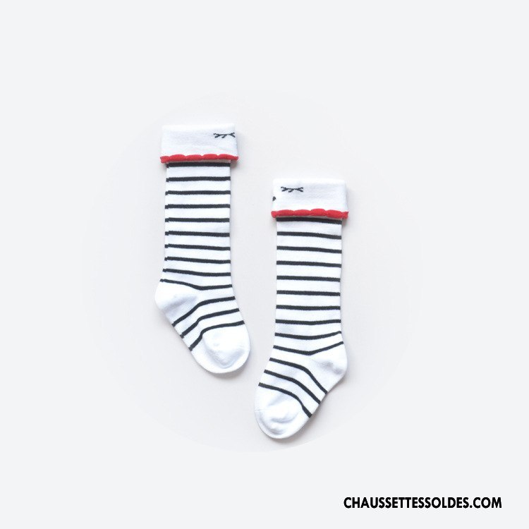 Chaussettes Longues Fille Printemps Le Nouveau Enfant Chaussettes En Coton Souriant Femme Noir