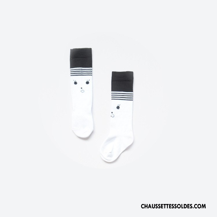 Chaussettes Longues Fille Printemps Le Nouveau Enfant Chaussettes En Coton Souriant Femme Noir