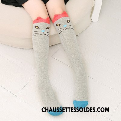 Chaussettes Longues Fille Printemps Milieu Le Nouveau Dessin Animé Chaussettes En Coton Enfant Marron