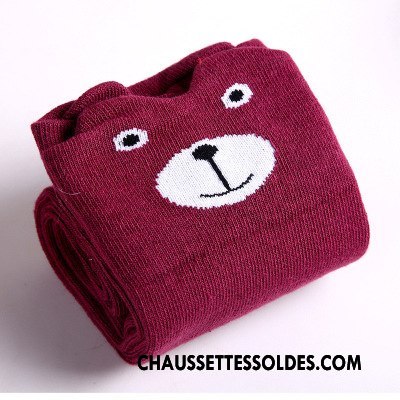 Chaussettes Longues Fille Printemps Milieu Le Nouveau Dessin Animé Chaussettes En Coton Enfant Marron