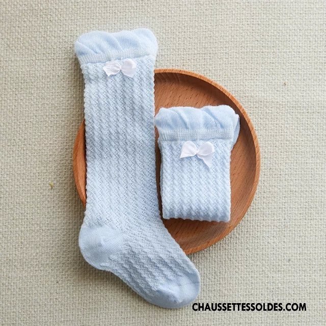 Chaussettes Longues Fille Printemps Réseau Bébé Papillon Femme 100% Coton Vert Argent Clair