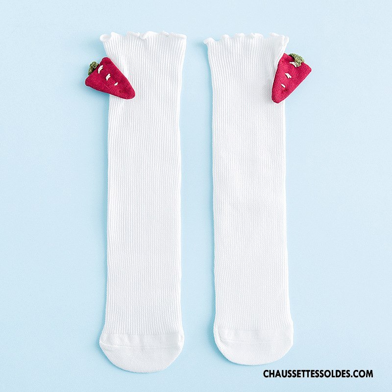 Chaussettes Longues Fille Rural Enfant Brodé Long Stock Charmant Femme Blanc