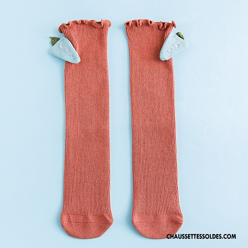 Chaussettes Longues Fille Rural Enfant Brodé Long Stock Charmant Femme Blanc