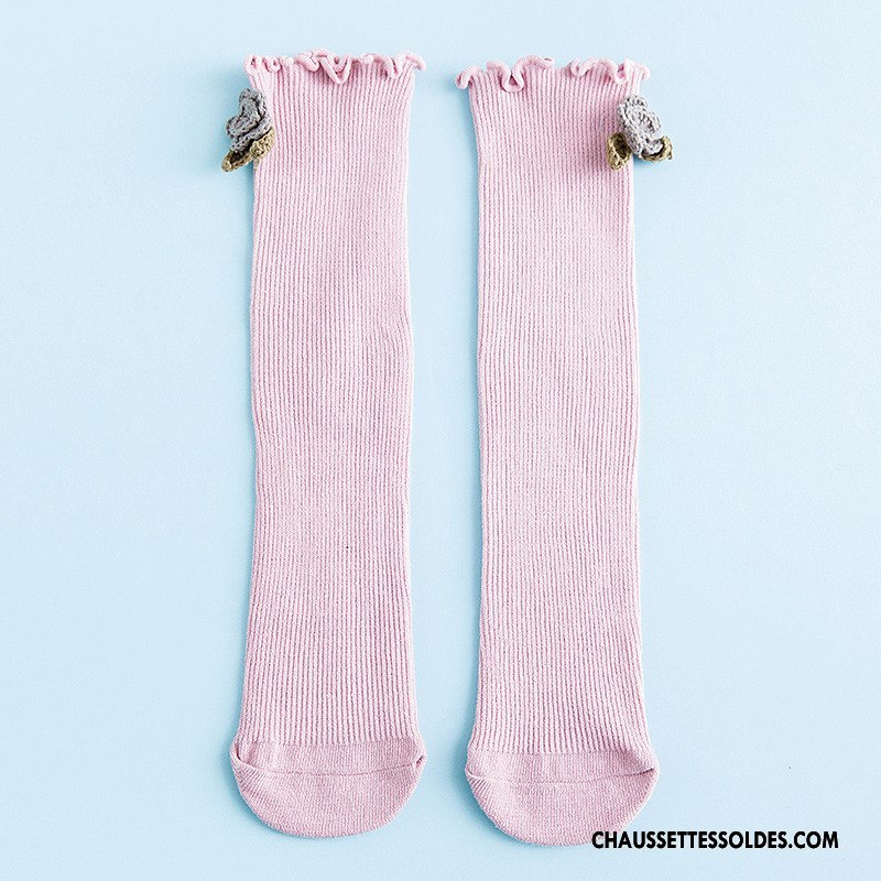 Chaussettes Longues Fille Rural Enfant Brodé Long Stock Charmant Femme Blanc