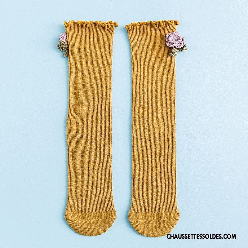 Chaussettes Longues Fille Rural Enfant Brodé Long Stock Charmant Femme Blanc