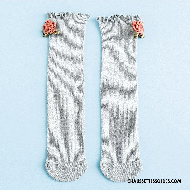 Chaussettes Longues Fille Rural Enfant Brodé Long Stock Charmant Femme Blanc
