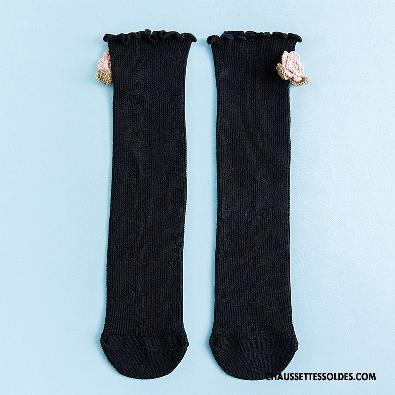 Chaussettes Longues Fille Rural Enfant Brodé Long Stock Charmant Femme Blanc