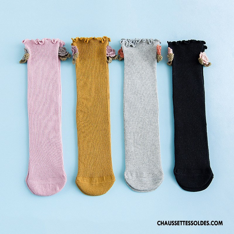 Chaussettes Longues Fille Rural Enfant Brodé Long Stock Charmant Femme Blanc