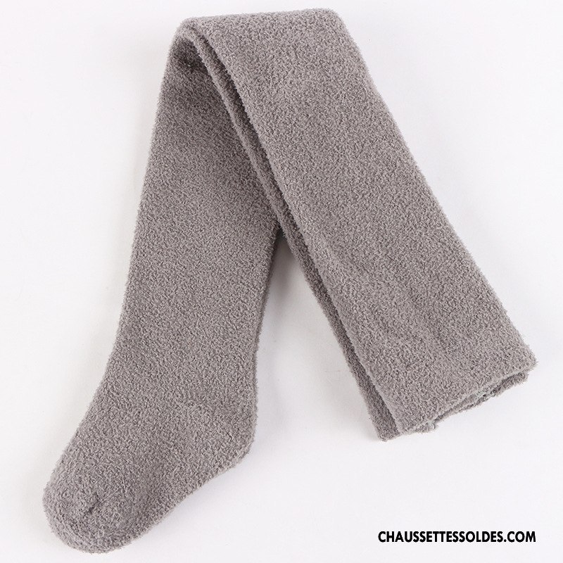 Chaussettes Longues Fille Thermiques Fluide Doux Terry Hiver 100% Coton Collant Panty Marron